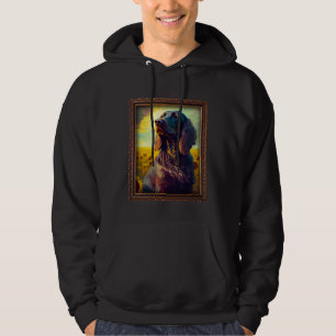 German Longhaired Pointer Painting Sunflower Flowe Hoodie