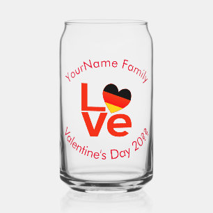 German LOVE Heart Flag Red Personalized Can Glass