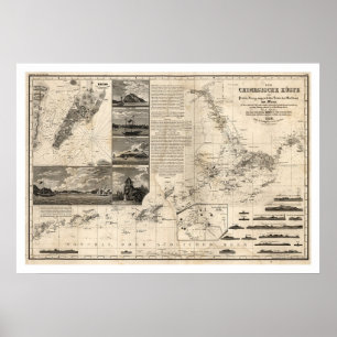 German Map of China with Guangdong and Macao 1834 Poster