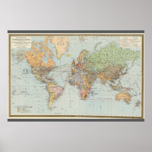German Map of the World (1899) Poster (Front)