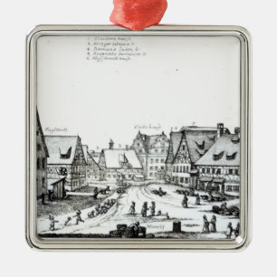 German Market town, 1704 Metal Ornament