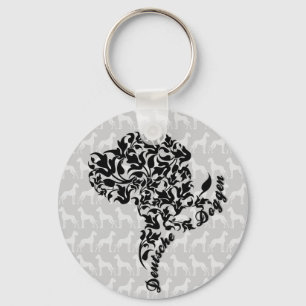 German Mastiff Portrait made of leafs  Keychain