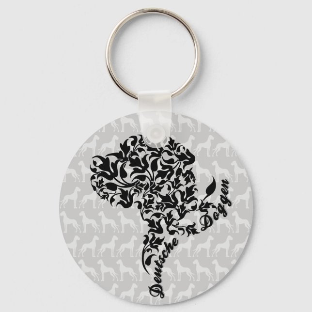 German Mastiff Portrait made of leafs  Keychain (Front)