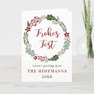 German Merry Christmas, Frohes Fest, Custom Holiday Card