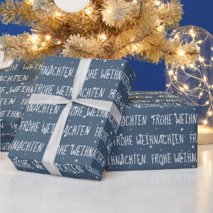 German Merry Christmas with Stars Wrapping Paper
