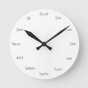 German Numbers Language Learning Chic Modern Round Clock
