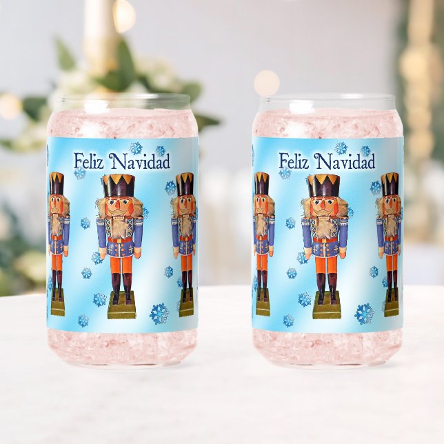 German Nutcracker - Feliz Navidad Can Glass (Insitu (Wedding))