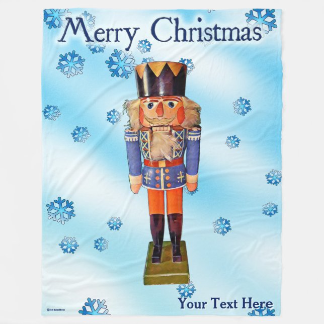 German Nutcracker - Merry Christmas Fleece Blanket (Front)