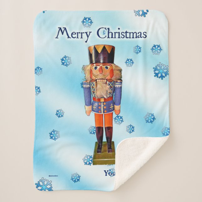 German Nutcracker - Merry Christmas  Sherpa Blanket (Front)
