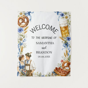 German Oktoberfest Bavarian Welcome Sign  Tapestry