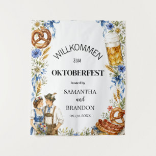 German Oktoberfest Beer Party Welcome Sign  Tapestry