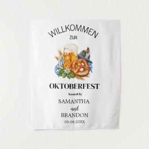 German Oktoberfest Beer Party Welcome Sign  Tapestry