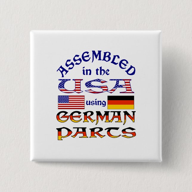 German Parts 2 Inch Square Button (Front)