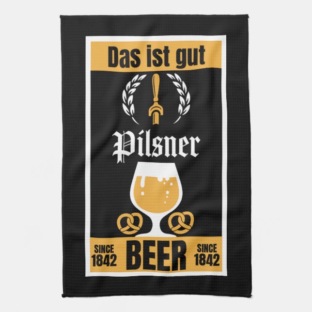 German Pilsner Beer And sausage Kitchen Towel (Vertical)
