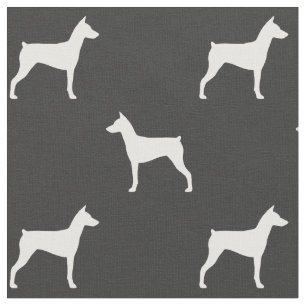 German Pinscher Dog Breed Silhouettes Patterned Fabric