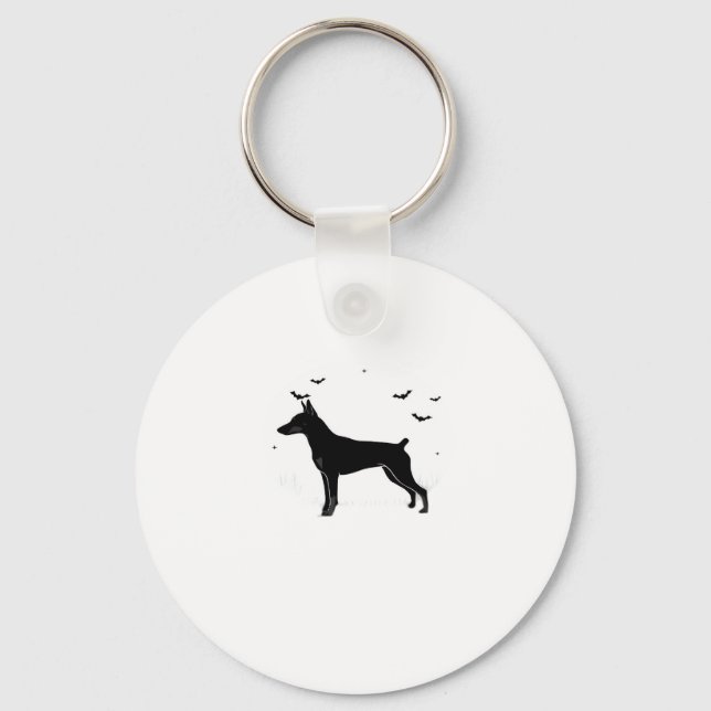 German Pinscher Dog � Halloween Moon Silhouette Cl Keychain (Front)