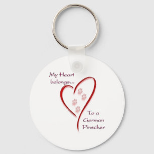 German Pinscher Heart Belongs Keychain
