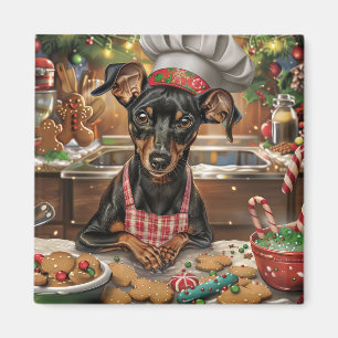 German Pinscher Holiday Baking: Festive Christmas Magnet