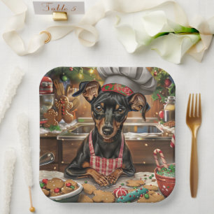 German Pinscher Holiday Baking: Festive Christmas Paper Plate