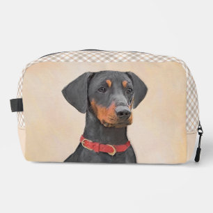 German Pinscher Painting Black Original Dog Art Dopp Kit
