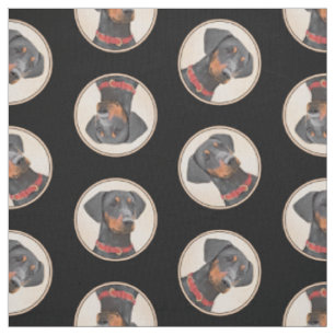 German Pinscher Painting Black Original Dog Art Fabric