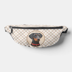 German Pinscher Painting Black Original Dog Art Fanny Pack