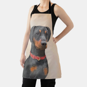 German Pinscher Painting Original Animal Art Apron