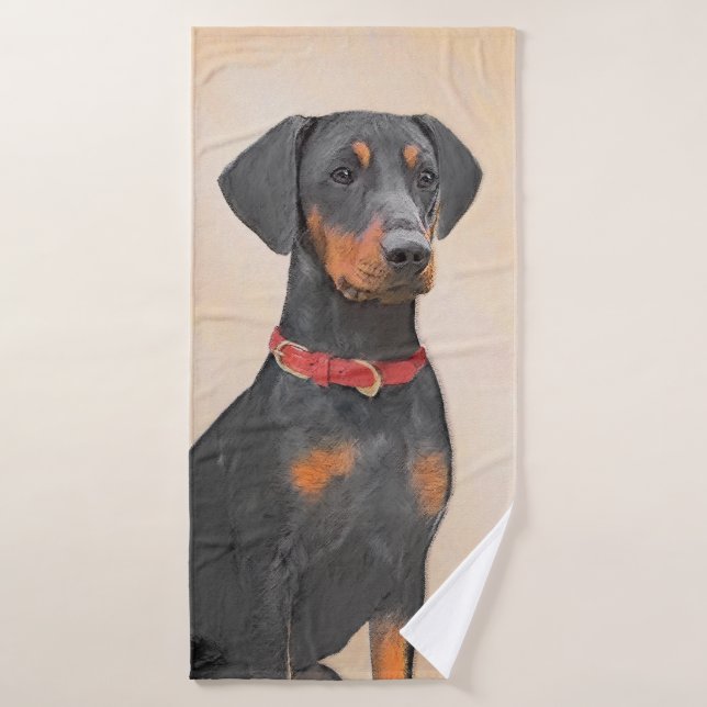 German Pinscher Painting Original Animal Art Bath Towel Set (Bath Towel)