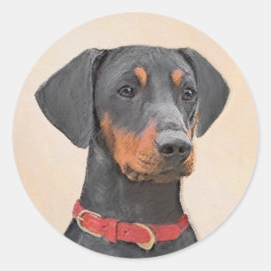 German Pinscher Painting Original Animal Art Classic Round Sticker