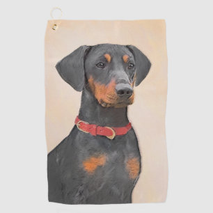 German Pinscher Painting Original Animal Art Golf Towel
