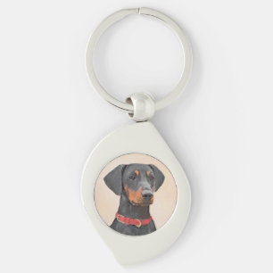 German Pinscher Painting Original Animal Art Keychain