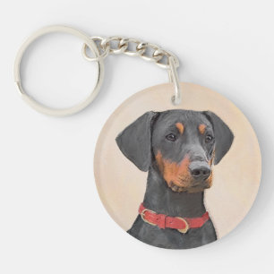 German Pinscher Painting Original Animal Art Keychain