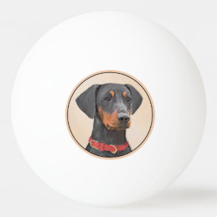German Pinscher Painting Original Animal Art Ping Pong Ball