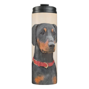 German Pinscher Painting Original Animal Art Thermal Tumbler