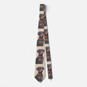 German Pinscher Painting Original Animal Art Tie