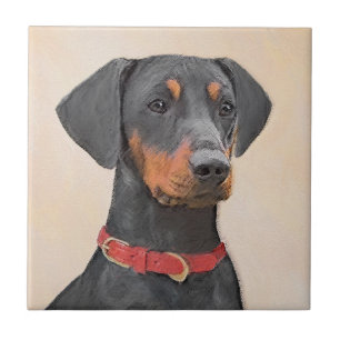 German Pinscher Painting Original Animal Art Tile