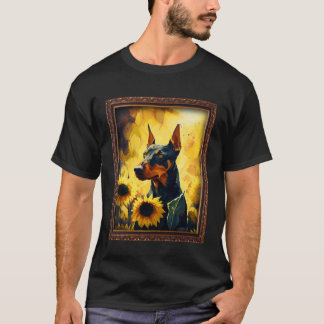 German Pinscher Painting Sunflower Flower Mom Wome T-Shirt