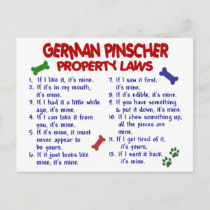 GERMAN PINSCHER Property Laws 2 Postcard
