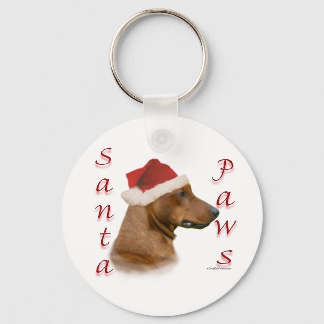 German Pinscher Santa Paws Keychain (Front)