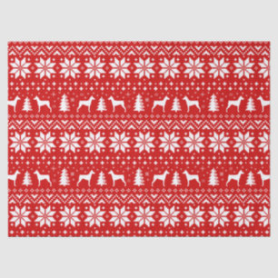 German Pinscher Silhouettes Christmas Pattern Red Tissue Paper