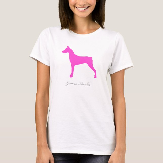 German Pinscher T-shirt (pink docked version) (Front)