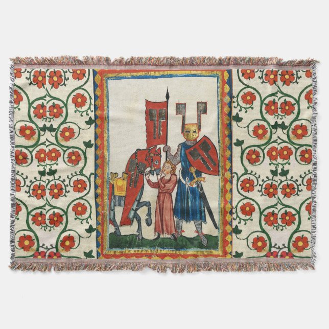 GERMAN POET AS TEUTONIC KNIGHT MEDIEVAL MINIATURE  THROW BLANKET (Front)