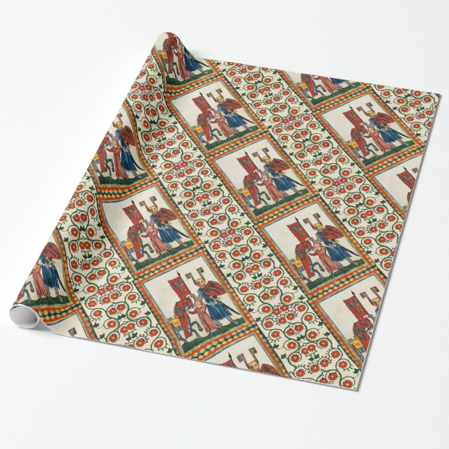 GERMAN POET AS TEUTONIC KNIGHT MEDIEVAL MINIATURE  WRAPPING PAPER (Unrolled)