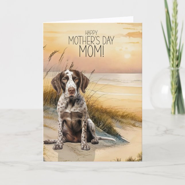 German Pointer Dog Sunset Beach Mother's Day Holiday Card (Front)