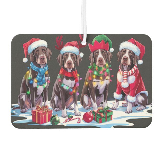 German Pointer Santa hat antlers elf Christmas Air Freshener (Front)