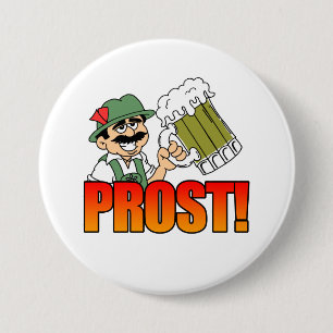 German Prost Lederhosen Man Big Beer Button