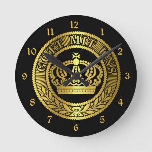 German/Prussian/God with us/Gott Mit Uns/gold Round Clock