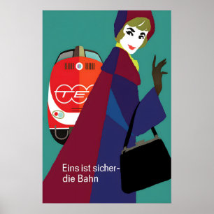 German Railways TEE 1962 Poster Vintage High Speed