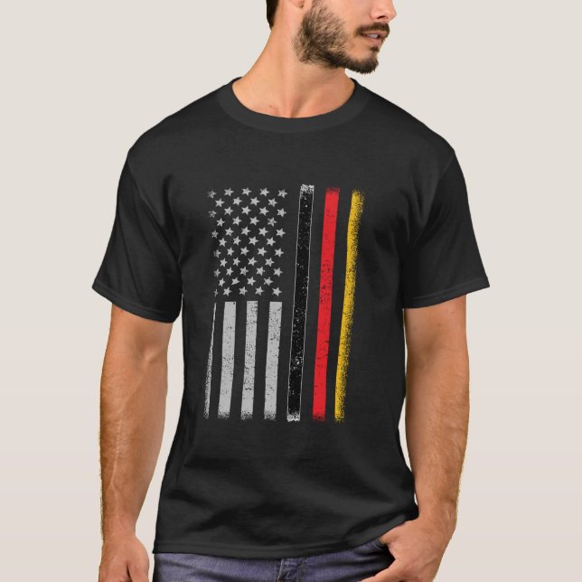 German Roots American Grown Germany USA Flag Ameri T-Shirt (Front)
