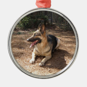 german shepard 2 metal ornament
